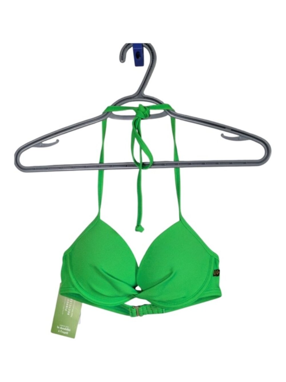 NWT La Vie en Rose Push-up Bikini Top Bright Green Ribbed‎ Size XS